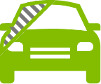 Green car icon, 20 percent of the icon shaded gray. 